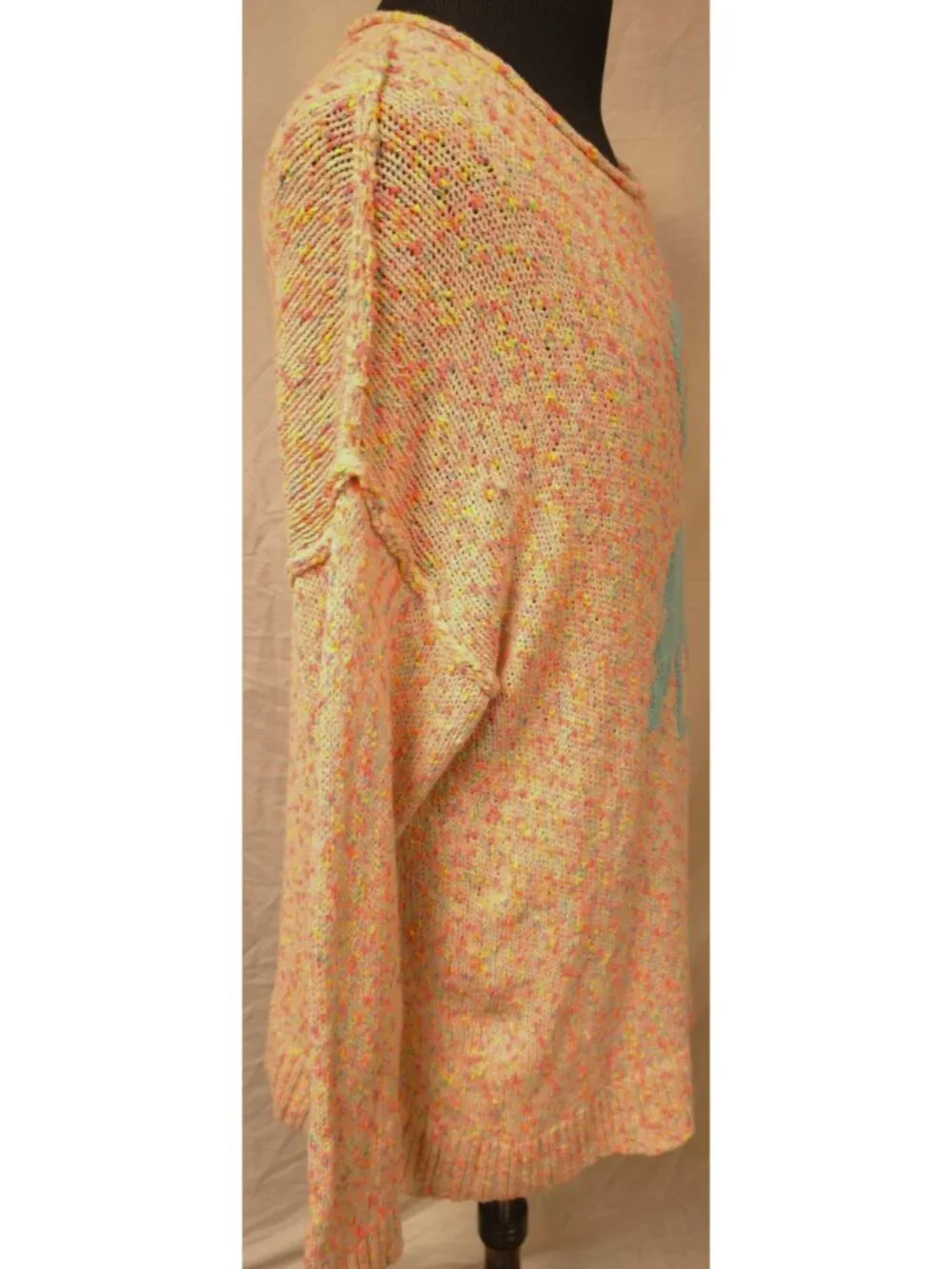 Torrid Womens 2 Pink Marled Flamingo Pullover Tunic Long Colorful Sweater